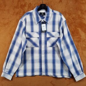 REPRESENT Button Shirt Mens Medium Blue Cream Stripe Check Season Flannel $260